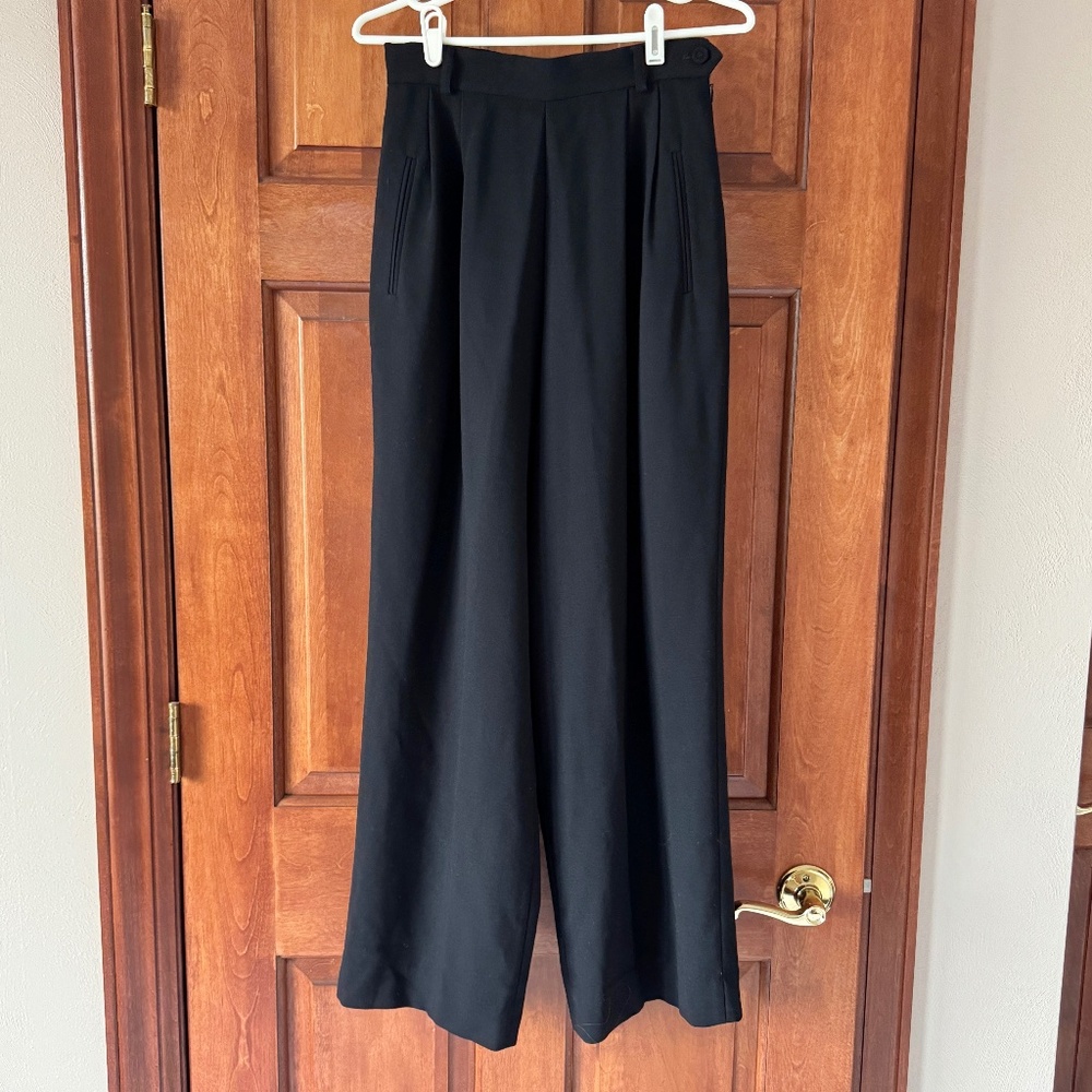 Black Premium Wool Wide Leg Trousers